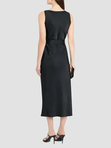 Lapointe Women's Satin Belted Midi-Dress - Black - Size 14 | Thumbnail 4