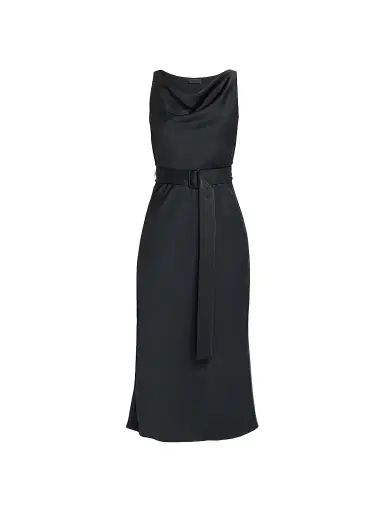 Lapointe Women's Satin Belted Midi-Dress - Black - Size 14 | Thumbnail 1