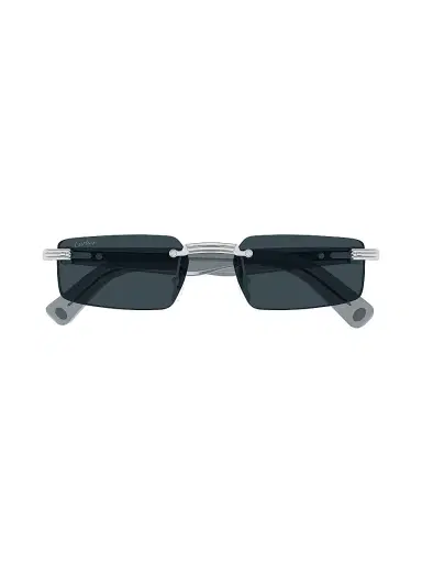 Cartier Men's Première De 55MM Rectangular Sunglasses - Silver Black | Thumbnail 2 Cartier Men's Première De 55MM Rectangular Sunglasses - Silver Black | Thumbnail 2
