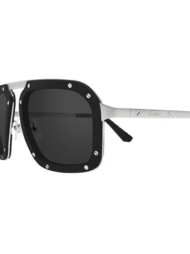 Cartier Men's Santos Evolution 55MM Pilot Sunglasses - Black Silver | Thumbnail 3