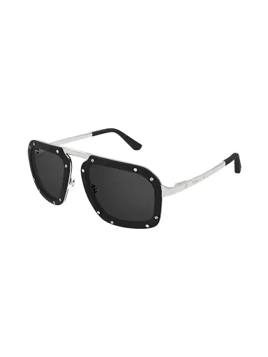 Cartier Men's Santos Evolution 55MM Pilot Sunglasses - Black Silver | Thumbnail 1
