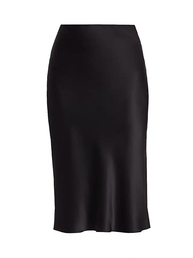 Women's Perin Silk Midi Skirt - Black
