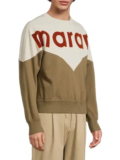 Isabel Marant Men's Logo Cotton-Blend Sweatshirt - Ecru Dark | Thumbnail 4 Isabel Marant Men's Logo Cotton-Blend Sweatshirt - Ecru Dark | Thumbnail 4
