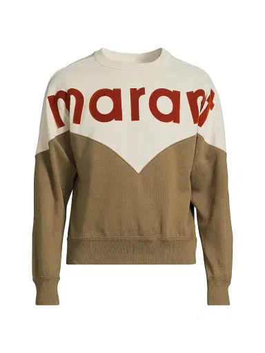 Isabel Marant Men's Logo Cotton-Blend Sweatshirt - Ecru Dark | Thumbnail 1 Isabel Marant Men's Logo Cotton-Blend Sweatshirt - Ecru Dark | Thumbnail 1