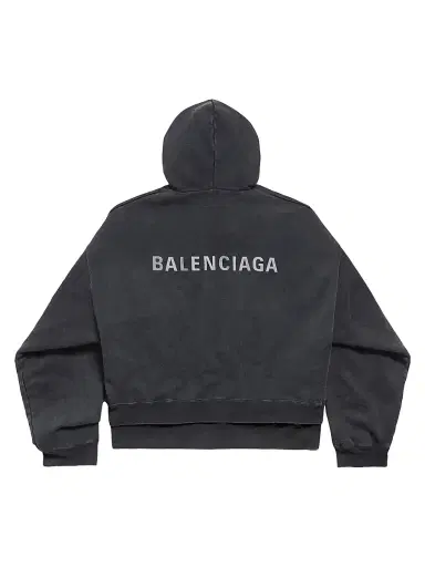 Balenciaga Men's Layered Zip-Up Hoodie - Faded Black - Size Large | Thumbnail 2