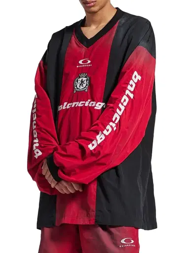 Balenciaga Men's Outerwear Long Sleeve T-Shirt - Lipstick Red Black - Size Large | Thumbnail 3 Balenciaga Men's Outerwear Long Sleeve T-Shirt - Lipstick Red Black - Size Large | Thumbnail 3