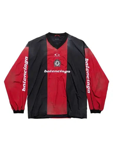 Balenciaga Men's Outerwear Long Sleeve T-Shirt - Lipstick Red Black - Size Large | Thumbnail 1 Balenciaga Men's Outerwear Long Sleeve T-Shirt - Lipstick Red Black - Size Large | Thumbnail 1