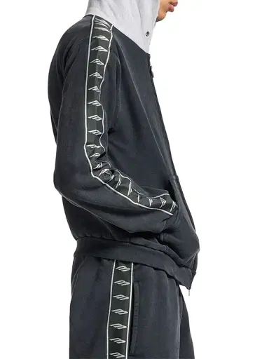 Balenciaga Men's Stripe Patched Hood Zip-Up Hoodie - Faded Black Grey - Size XL | Thumbnail 4 Balenciaga Men's Stripe Patched Hood Zip-Up Hoodie - Faded Black Grey - Size XL | Thumbnail 4