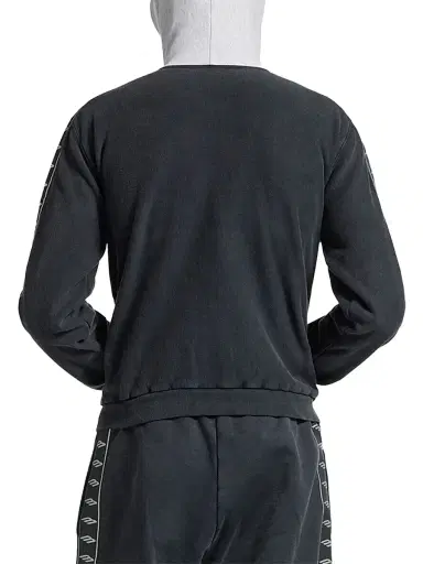 Balenciaga Men's Stripe Patched Hood Zip-Up Hoodie - Faded Black Grey - Size XL | Thumbnail 5 Balenciaga Men's Stripe Patched Hood Zip-Up Hoodie - Faded Black Grey - Size XL | Thumbnail 5