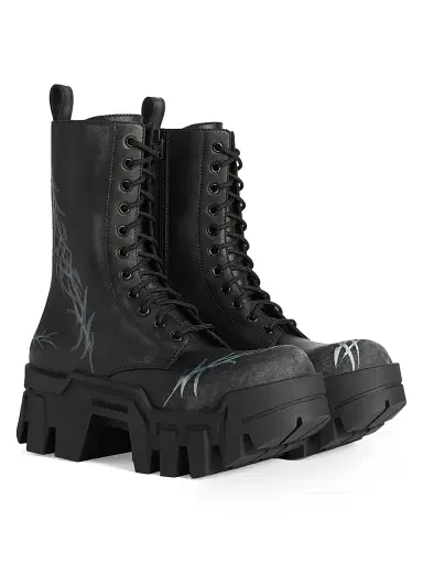 Balenciaga Men's Bulldozer Lace-Up Booties - Black - Size 13 | Thumbnail 2