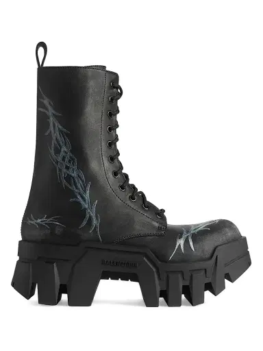 Balenciaga Men's Bulldozer Lace-Up Booties - Black - Size 13 | Thumbnail 1