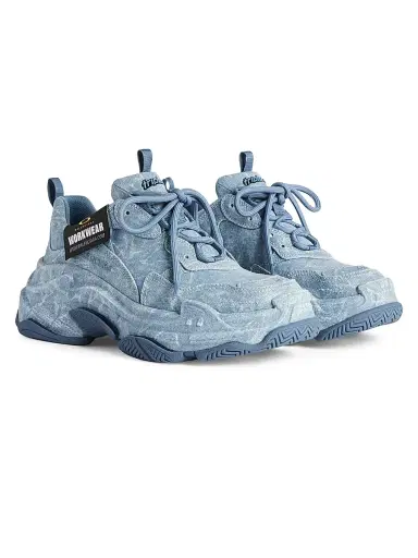 Balenciaga Men's Triple S Canvas Sneakers - Blue - Size 12 | Thumbnail 2