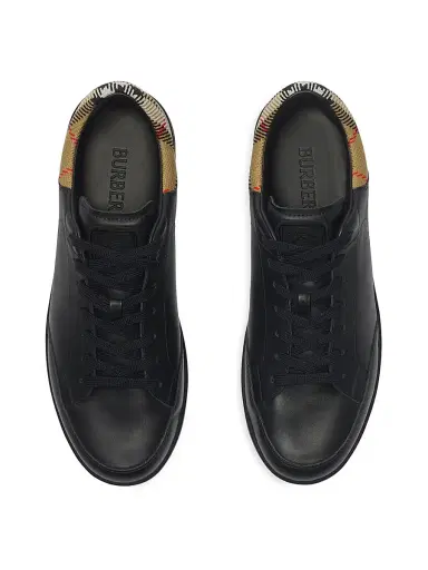 Burberry Men's Set Check-Trim Leather Low-Top Sneakers | Thumbnail 3 Burberry Men's Set Check-Trim Leather Low-Top Sneakers | Thumbnail 3
