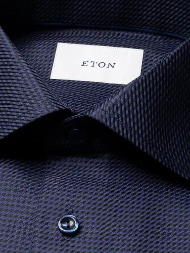 Eton Men's Slim-Fit Check Cotton Twill Shirt - Navy | Thumbnail 2