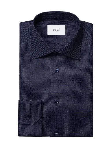 Eton Men's Slim-Fit Check Cotton Twill Shirt - Navy | Thumbnail 1