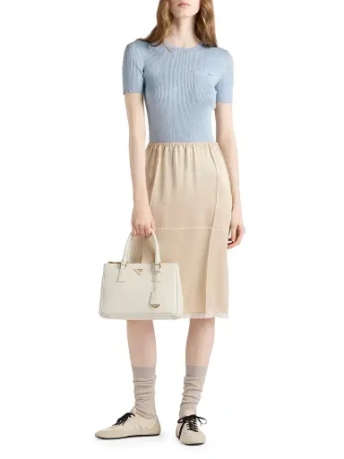 Prada Women's Silk Crew-Neck Sweater - Blue | Thumbnail 7 Prada Women's Silk Crew-Neck Sweater - Blue | Thumbnail 7