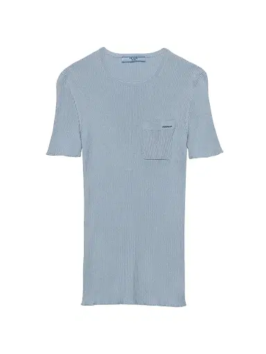 Prada Women's Silk Crew-Neck Sweater - Blue | Thumbnail 1 Prada Women's Silk Crew-Neck Sweater - Blue | Thumbnail 1
