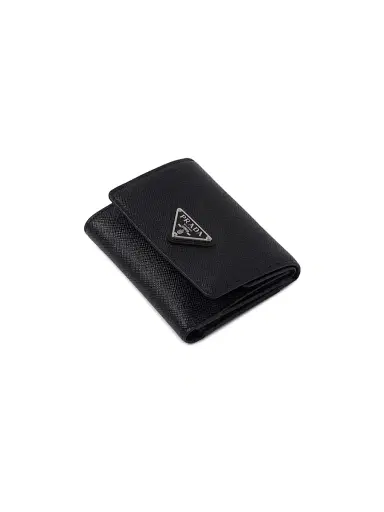 Prada Women's Small Saffiano Leather Wallet - Black Silver | Thumbnail 2
