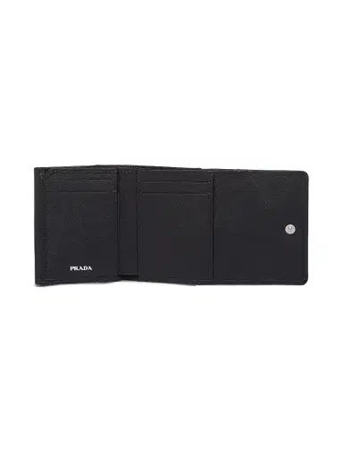 Prada Women's Small Saffiano Leather Wallet - Black Silver | Thumbnail 4