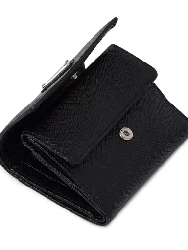 Prada Women's Small Saffiano Leather Wallet - Black Silver | Thumbnail 5