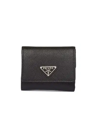 Prada Women's Small Saffiano Leather Wallet - Black Silver | Thumbnail 1
