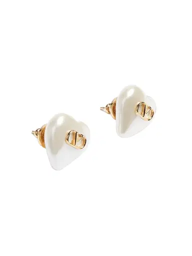 Valentino Garavani Women's VLogo Signature Metal and Pearl Earrings - Gold Cream | Thumbnail 3 Valentino Garavani Women's VLogo Signature Metal and Pearl Earrings - Gold Cream | Thumbnail 3