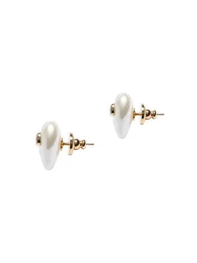 Valentino Garavani Women's VLogo Signature Metal and Pearl Earrings - Gold Cream | Thumbnail 4 Valentino Garavani Women's VLogo Signature Metal and Pearl Earrings - Gold Cream | Thumbnail 4