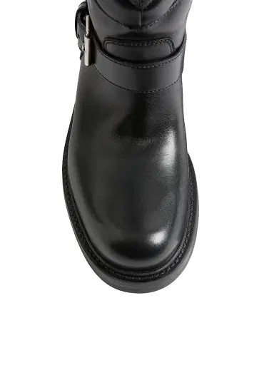 Valentino Garavani Women's Rayons 40MM Biker Boots in Calfskin and Nappa Leather with Chevron Pattern | Thumbnail 5 Valentino Garavani Women's Rayons 40MM Biker Boots in Calfskin and Nappa Leather with Chevron Pattern | Thumbnail 5