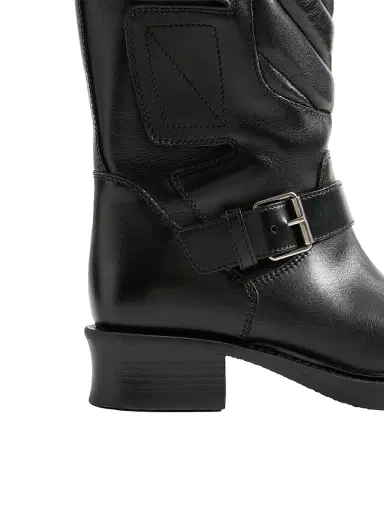 Valentino Garavani Women's Rayons 40MM Biker Boots in Calfskin and Nappa Leather with Chevron Pattern | Thumbnail 6 Valentino Garavani Women's Rayons 40MM Biker Boots in Calfskin and Nappa Leather with Chevron Pattern | Thumbnail 6