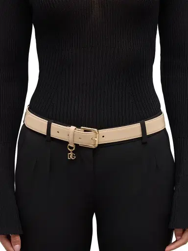 Dolce & Gabbana Women's DG Charm Smooth Leather & Brass Belt | Thumbnail 2 Dolce & Gabbana Women's DG Charm Smooth Leather & Brass Belt | Thumbnail 2