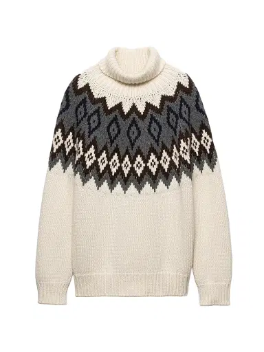 Prada Women's Cashmere and Wool Turtleneck Sweater - Beige Khaki | Thumbnail 1 Prada Women's Cashmere and Wool Turtleneck Sweater - Beige Khaki | Thumbnail 1