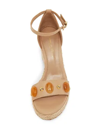 Gianvito Rossi Women's 70MM Embellished Leather & Raffia Platform Wedge Sandals - Sand - Size 11 | Thumbnail 4 Gianvito Rossi Women's 70MM Embellished Leather & Raffia Platform Wedge Sandals - Sand - Size 11 | Thumbnail 4