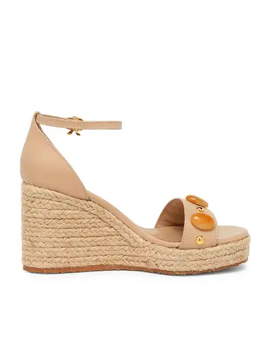 Gianvito Rossi Women's 70MM Embellished Leather & Raffia Platform Wedge Sandals - Sand - Size 11 | Thumbnail 1 Gianvito Rossi Women's 70MM Embellished Leather & Raffia Platform Wedge Sandals - Sand - Size 11 | Thumbnail 1