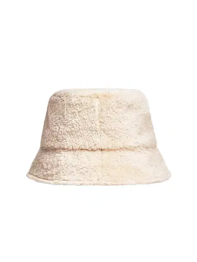 Moncler Women's Bucket Hat in Teddy - White Ivory - Size Large | Thumbnail 2 Moncler Women's Bucket Hat in Teddy - White Ivory - Size Large | Thumbnail 2