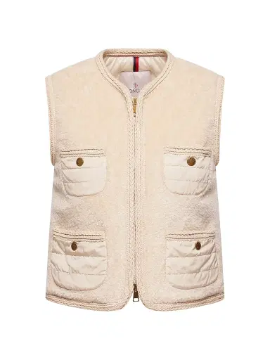 Moncler Women's Mimosa Puffer Vest in Teddy - Beige - Size XL | Thumbnail 1 Moncler Women's Mimosa Puffer Vest in Teddy - Beige - Size XL | Thumbnail 1