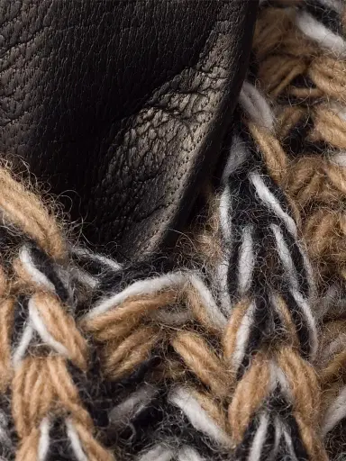 Prada Women's Nappa Leather and Mélange Knit Gloves - Brown | Thumbnail 3