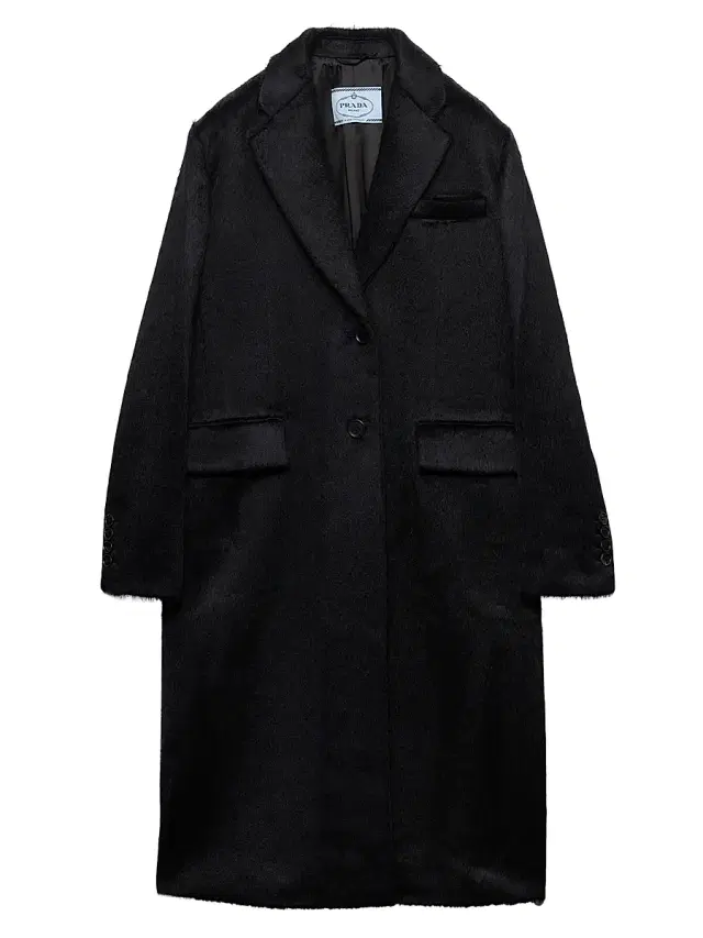 Prada Women's Single-Breasted Velour Coat - Black