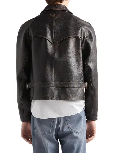 Prada Men's Nappa Leather Jacket - Black | Thumbnail 4 Prada Men's Nappa Leather Jacket - Black | Thumbnail 4
