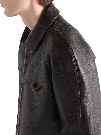 Prada Men's Nappa Leather Jacket - Black | Thumbnail 5 Prada Men's Nappa Leather Jacket - Black | Thumbnail 5