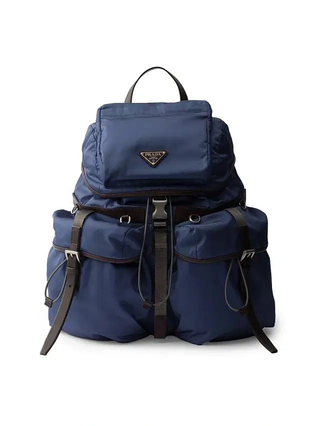 Men's Re-Nylon and Leather Backpack - Blue