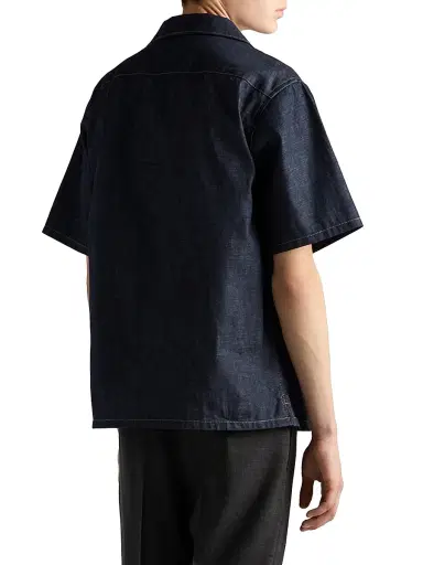 Prada Men's Denim Bowling Shirt - Blue | Thumbnail 3 Prada Men's Denim Bowling Shirt - Blue | Thumbnail 3
