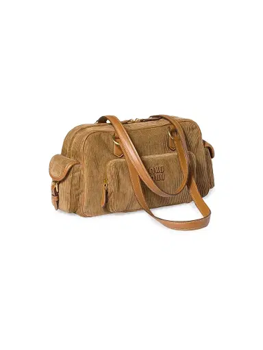 Miu Miu Women's Corduroy Pocket Top Handle Bag - Brown | Thumbnail 4