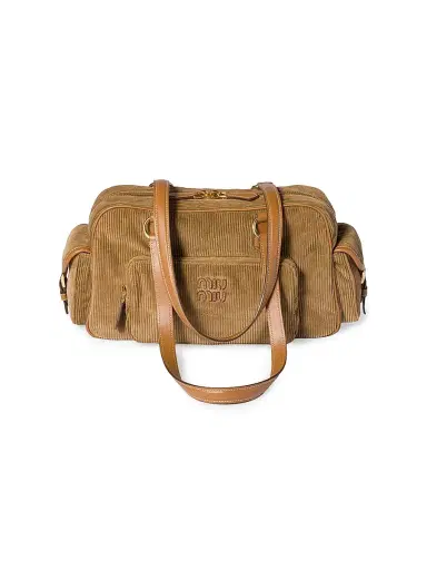 Miu Miu Women's Corduroy Pocket Top Handle Bag - Brown | Thumbnail 1