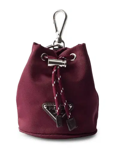 Prada Men's Mini Icon Re-Nylon Keychain Charm - Dark Red | Thumbnail 1 Prada Men's Mini Icon Re-Nylon Keychain Charm - Dark Red | Thumbnail 1