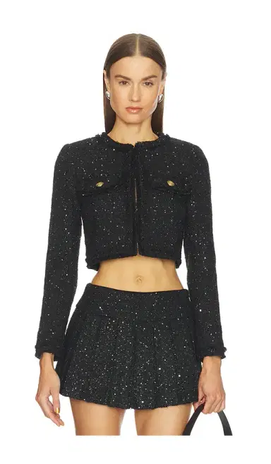 Alice + Olivia Alice + Olivia Dumont Tweed Boxy Jacket | Thumbnail 1