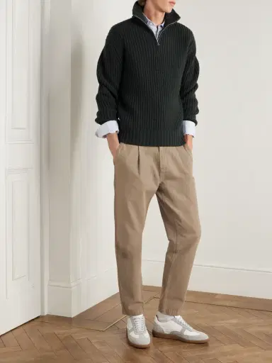 MR P. Daniel Tapered Pleated Organic Cotton-Canvas Trousers - Men | Thumbnail 2 MR P. Daniel Tapered Pleated Organic Cotton-Canvas Trousers - Men | Thumbnail 2
