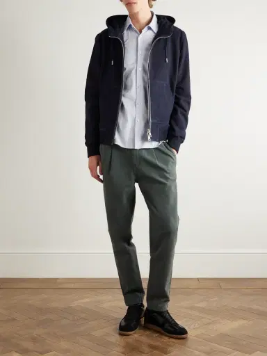 MR P. Daniel Tapered Pleated Organic Cotton-Canvas Trousers - Men | Thumbnail 2