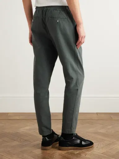 MR P. Daniel Tapered Pleated Organic Cotton-Canvas Trousers - Men | Thumbnail 4