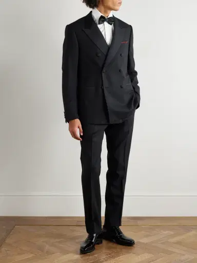 MR P. Double-Breasted Slim-Fit Satin-Trimmed Virgin Wool-Twill Tuxedo Jacket - Men | Thumbnail 2