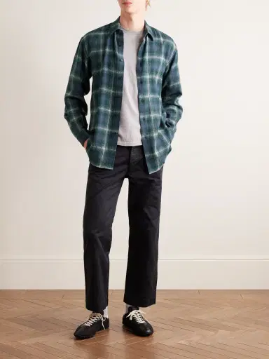 Auralee Airy Checked Wool-Flannel Shirt - Men | Thumbnail 2